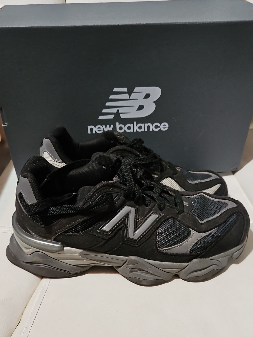 New Balance Men's 9060's Black & Gray Athletic Sneakers with Silver Accents